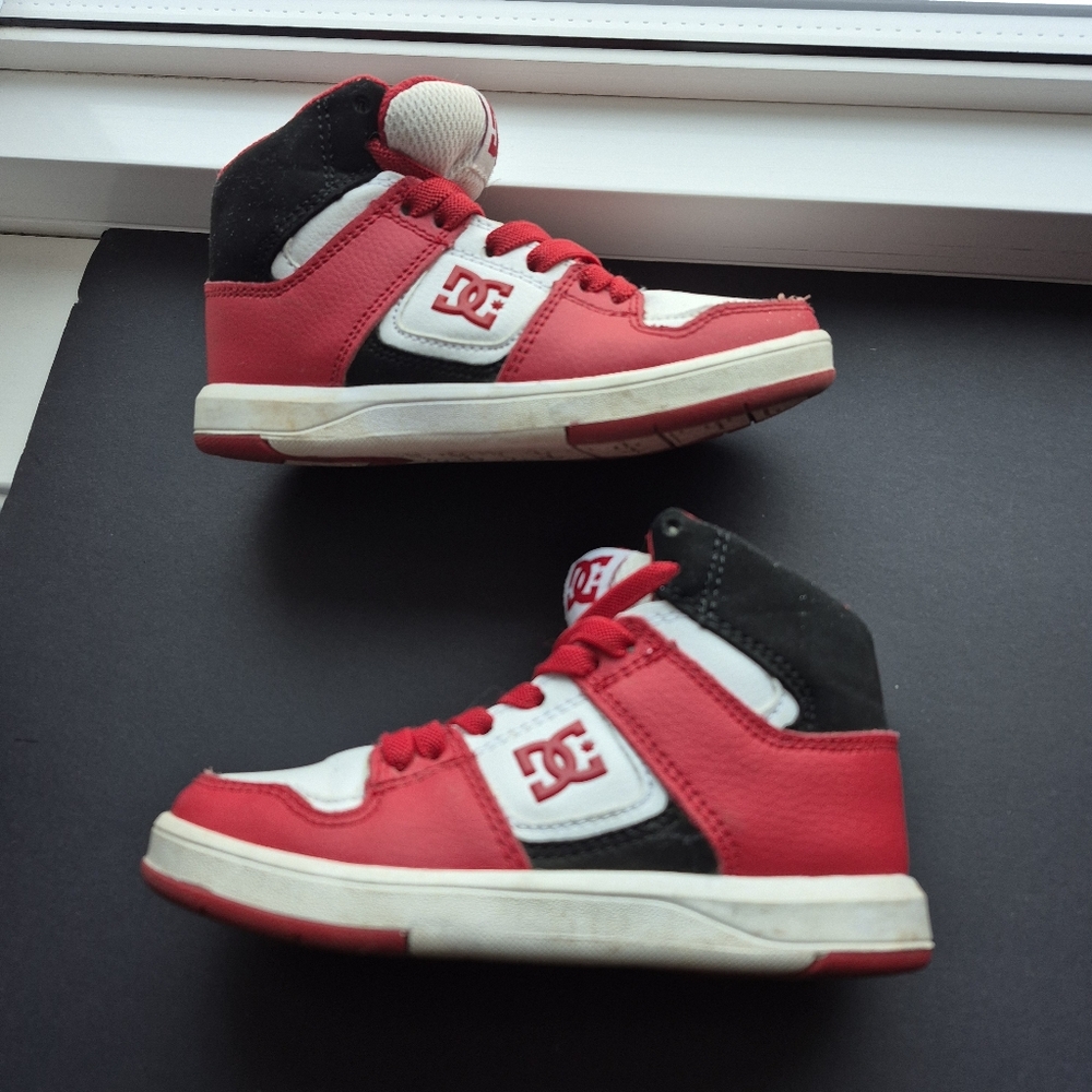 DC Kids Red and White High-Top Sneakers